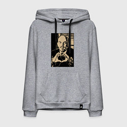 Толстовка-худи хлопковая мужская Ленин Oko, цвет: меланж