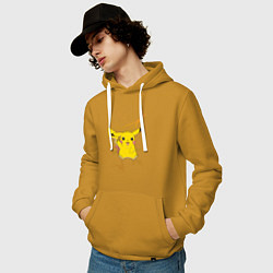 Толстовка-худи хлопковая мужская Pikachu, цвет: горчичный — фото 2