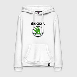 Толстовка-худи хлопковая мужская SKODA, цвет: белый