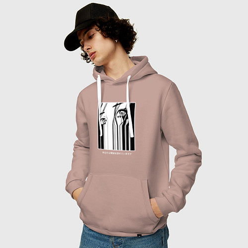 Мужская толстовка-худи Girl Face / Пыльно-розовый – фото 3