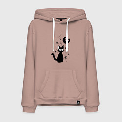 Толстовка-худи хлопковая мужская Jiji Cat, цвет: пыльно-розовый