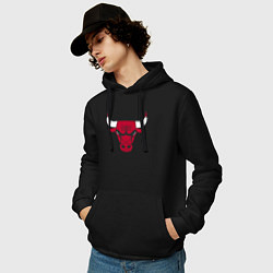Толстовка-худи хлопковая мужская Chicago Bulls, цвет: черный — фото 2