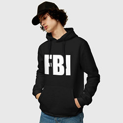 Толстовка-худи хлопковая мужская FBI, цвет: черный — фото 2