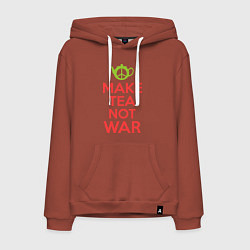 Толстовка-худи хлопковая мужская Make tea not war, цвет: кирпичный