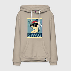 Толстовка-худи хлопковая мужская Rainbow Dash swag, цвет: миндальный