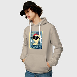 Толстовка-худи хлопковая мужская Rainbow Dash swag, цвет: миндальный — фото 2