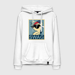 Толстовка-худи хлопковая мужская Rainbow Dash swag, цвет: белый