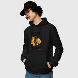 Толстовка-худи хлопковая мужская CHICAGO BLACKHAWKS NHL, цвет: черный — фото 2