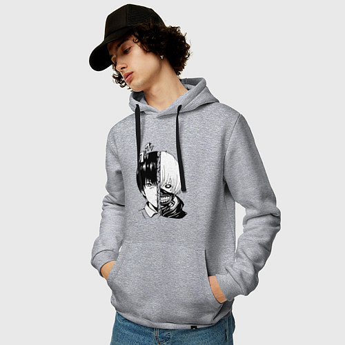 Мужская толстовка-худи Токийский гуль / Меланж – фото 3