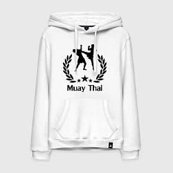 Толстовка-худи хлопковая мужская Muay Thai: High Kick, цвет: белый