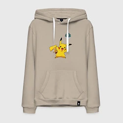 Толстовка-худи хлопковая мужская Pokemon pikachu 1, цвет: миндальный