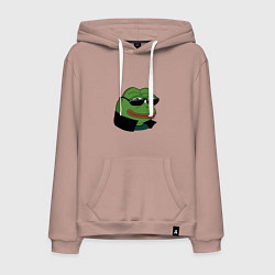 Толстовка-худи хлопковая мужская Pepe в очках EZ, цвет: пыльно-розовый