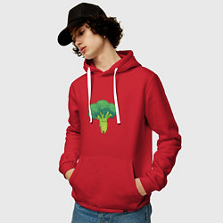 Толстовка-худи хлопковая мужская Симпатичный брокколи, цвет: красный — фото 2
