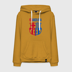 Толстовка-худи хлопковая мужская Barcelona FC, цвет: горчичный