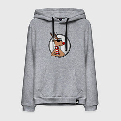 Толстовка-худи хлопковая мужская Олень Хипстер, цвет: меланж
