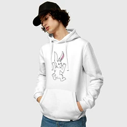 Толстовка-худи хлопковая мужская Кролик на мне, цвет: белый — фото 2