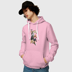 Толстовка-худи хлопковая мужская Лошади, цвет: светло-розовый — фото 2