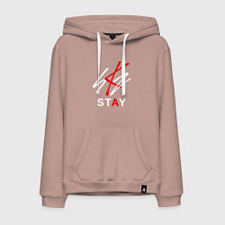 Толстовка-худи хлопковая мужская STRAY KIDS, цвет: пыльно-розовый