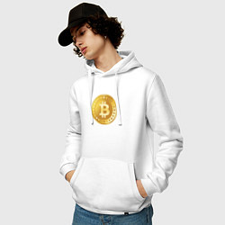 Толстовка-худи хлопковая мужская Bitcoin, цвет: белый — фото 2