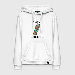 Толстовка-худи хлопковая мужская Say Cheese, цвет: белый