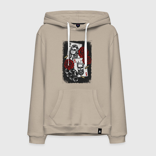 Мужская толстовка-худи The Skull King and Queen / Миндальный – фото 1