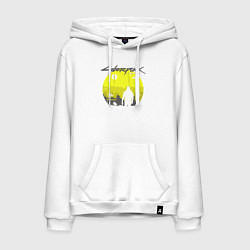 Толстовка-худи хлопковая мужская Cyberpunk 2077 CITY, цвет: белый