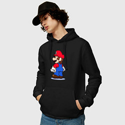 Толстовка-худи хлопковая мужская Марио, цвет: черный — фото 2