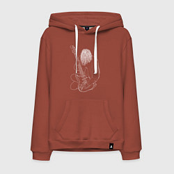 Толстовка-худи хлопковая мужская Курт Кобейн Арт 05, цвет: кирпичный