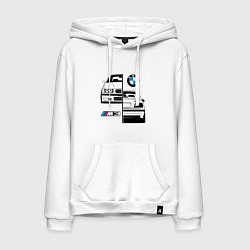 Толстовка-худи хлопковая мужская BMW M3 E 36 БМВ М3 E 36, цвет: белый