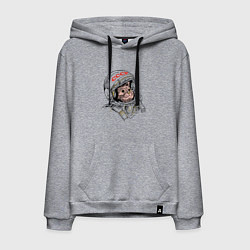 Толстовка-худи хлопковая мужская СССР Кот космонавт, цвет: меланж