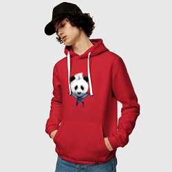 Толстовка-худи хлопковая мужская Captain Panda, цвет: красный — фото 2