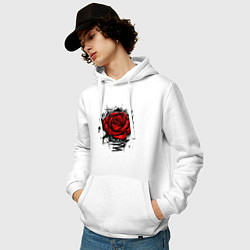 Толстовка-худи хлопковая мужская Красная Роза Red Rose, цвет: белый — фото 2