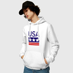 Толстовка-худи хлопковая мужская USA, цвет: белый — фото 2