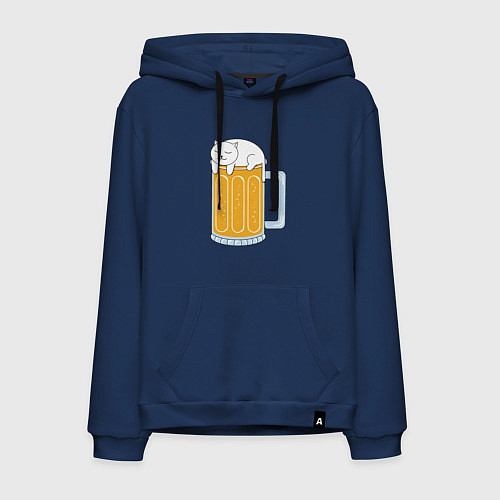 Мужская толстовка-худи Beer Cat / Тёмно-синий – фото 1
