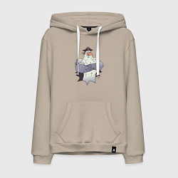 Толстовка-худи хлопковая мужская Чайка Пират - Seagull Pirate, цвет: миндальный