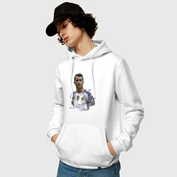 Толстовка-худи хлопковая мужская Cristiano Ronaldo Manchester United Portugal, цвет: белый — фото 2