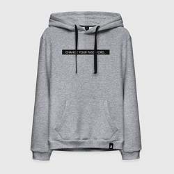 Толстовка-худи хлопковая мужская Change your password, цвет: меланж