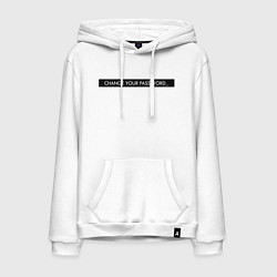 Толстовка-худи хлопковая мужская Change your password, цвет: белый