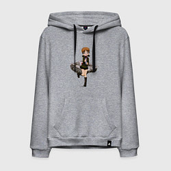 Толстовка-худи хлопковая мужская ТАНКИСТКА, цвет: меланж