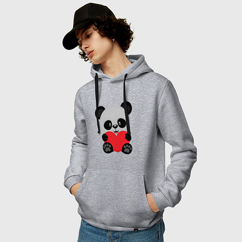 Мужская толстовка-худи Love Панда / Меланж – фото 3