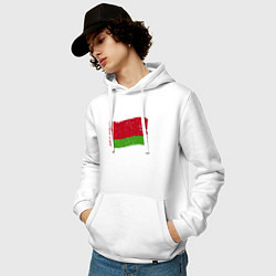 Толстовка-худи хлопковая мужская Флаг - Беларусь, цвет: белый — фото 2