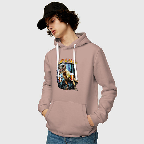 Мужская толстовка-худи Пивозавр Динозавр с пивом / Пыльно-розовый – фото 3