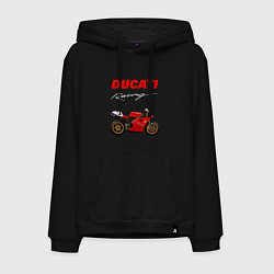 Толстовка-худи хлопковая мужская DUCATI ДУКАТИ MOTOSPORT, цвет: черный