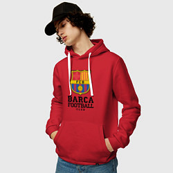 Толстовка-худи хлопковая мужская Barcelona Football Club, цвет: красный — фото 2
