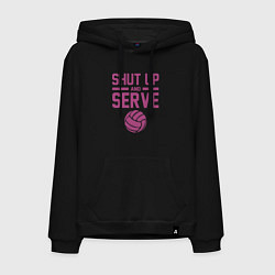 Толстовка-худи хлопковая мужская Shut Up And Serve, цвет: черный