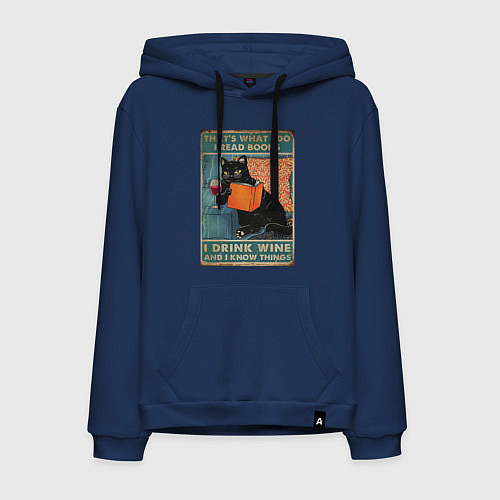 Мужская толстовка-худи КОТ УЧЕНЫЙ / Тёмно-синий – фото 1