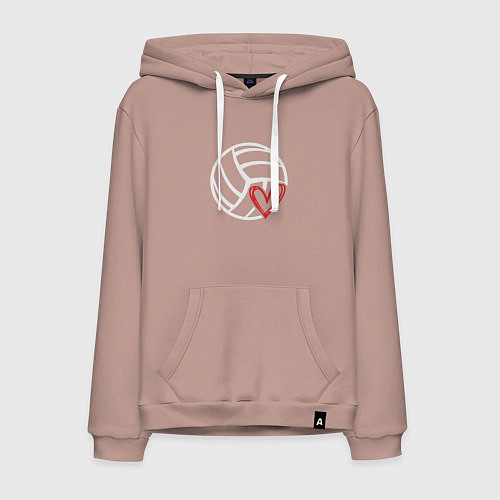 Мужская толстовка-худи Love Volleyball / Пыльно-розовый – фото 1