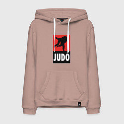 Толстовка-худи хлопковая мужская Judo, цвет: пыльно-розовый