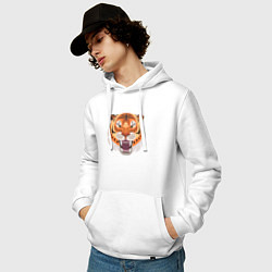 Толстовка-худи хлопковая мужская African Tiger, цвет: белый — фото 2