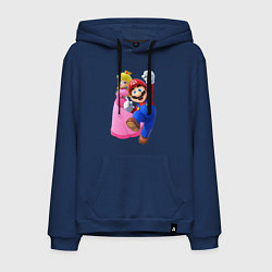 Толстовка-худи хлопковая мужская Mario Princess, цвет: тёмно-синий